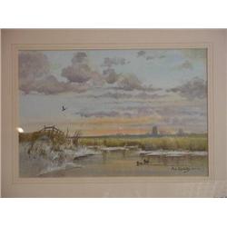 Watercolour "Broadland Scene" Bearing Signature Mig.Hurley...