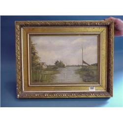 River Scene Oil On Canvas Bearing Signature John A Anderson...