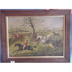 Framed Oil On Canvas "Hunting Scene"...