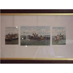 Equestrian Racing Triple Print Published By Ackerman Painted By E.A.S....