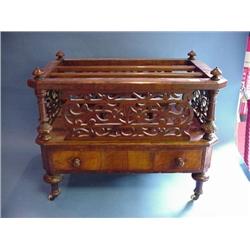 Good Quality Victorian Walnut Canterbury Single Drawer To Base...