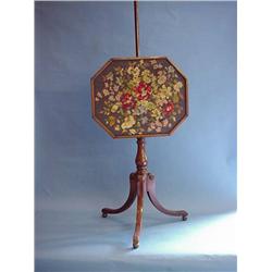 Regency Mahogany Polescreen Tripod Base Wool Tapestry Screen...