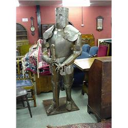 Reproduction Suit Of Armour On Stand With Sword Approx. 5 Feet Height...
