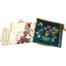 Collection of 2 includes floral beaded on cloth