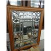 Image 1 : Leaded Glass Framed Mirror  No Shipping
