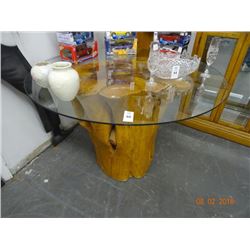 Tree Stump Glass Top Table - No Shipping