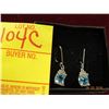 Pair of Sterling & 14K Gold Blue Topaz Earrings