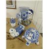 Oriental Blue Animal/Figural Vase/Bowl/Pedestal & More