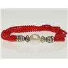 Image 1 : #7-STERLING SILVER PEARL AND CORAL BRACELET