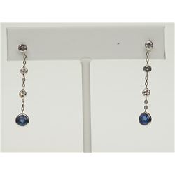 #19-14K WHITE GOLD SAPPHIRE (2.0CT) DROP EARRINGS