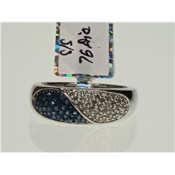 #26-STERLING SILVER BLUE AND WHITE DIAMOND