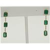 Image 1 : #27-14K YELLOW GOLD EMERALD (3.5CT) DROP EARRINGS
