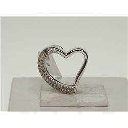 #29-STERLING SILVER 41 DIAMOND HEART PENDANT