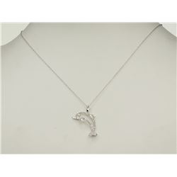 #32-14K WHITE GOLD DIAMOND (0.20CT) DOLPHIN