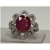 Image 1 : #33-STERLING SILVER RUBY AND DIAMOND FLOWER RING
