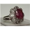 Image 3 : #33-STERLING SILVER RUBY AND DIAMOND FLOWER RING
