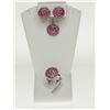 Image 1 : #39-STERLING SILVER RUBY (24.0CT) EARRING, RING AND