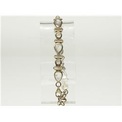 #45-STERLING SILVER MOONSTONE BRACELET