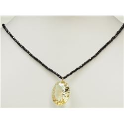 #47-14K YELLOW GOLD QUARTZ AND SPINEL NECKLACE