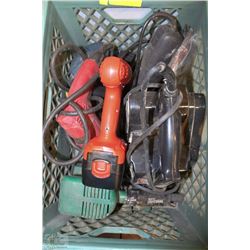 TOTE WITH DRILL, GRINDER AND 3 SANDERS