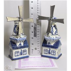 HAND PAINTED IN HOLLAND PAIR OF MUSICAL WINDMILLS