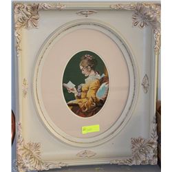 LARGE ORNATE FRAMED & DOUBLE MATTED NEEDLE POINT PICTURE