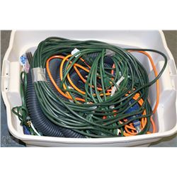 TOTE WITH ELECTRICAL CORDS AND SHOPVAC HOSE