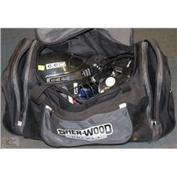 SHERWOOD HOCKEY BAG WITH CONTENTS INCL HELMETS AND