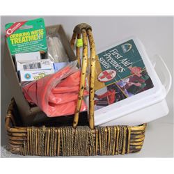 BASKET WITH AN ESCORT FIRST AID SPORTS KIT(UNUSED)