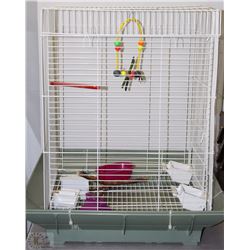 LARGE BIRD CAGE WITH ACCESSORIES 17"X18"X25"H