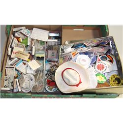 TWO TINS FILLED WITH MATCH & PIN COLLECTIONS