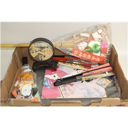 FLAT OF FANS, ORNAMENTS, PICTURE & MORE FROM JAPAN