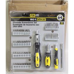 CASE OF FOUR 64PC ULTIMATE SCREWDRIVER SETS