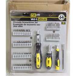 CASE OF FOUR 64PC ULTIMATE SCREWDRIVER SETS