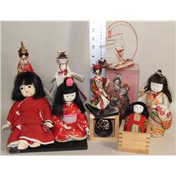 TWO FLATS OF DOLLS, ETC. FROM JAPAN