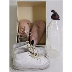 VINTAGE TWO PAIRS OF BABY SHOES - ONE WITH BOX LA