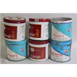 LOT OF 6 PLAYERS/EXPORT TOBACCO TINS