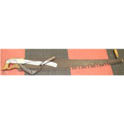 VINTAGE 56" CROSS SAW & SCYTHE