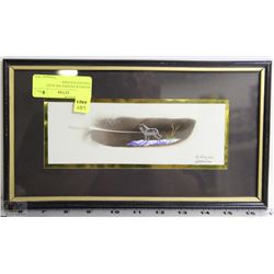 SIGNED & FRAMED WILDLIFE PAINTED FEATHER