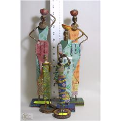 SET OF 5 VINTAGE AFRICAN FIGURINES MADE FROM METAL