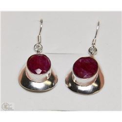 2)NATURAL RUBY ENHANCED .925 SOLID SILVER EARRINGS