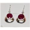 Image 1 : 2)NATURAL RUBY ENHANCED .925 SOLID SILVER EARRINGS
