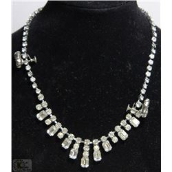 SPARKLING SILVER TONE RHINESTONE JEWELRY SET