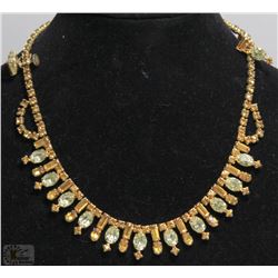AMBER COLOURED RHINESTONE NECKLACE & EARRING SET