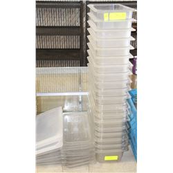 LOT OF 19 PLASTIC 1/3 SIZE INSERTS WITH LIDS