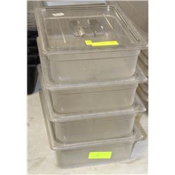 LOT OF 4 PLASTIC 1/2 SIZE INSERTS WITH LIDS