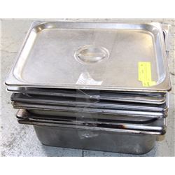 LOT OF FIVE 1/2 SIZE INSERTS WITH LIDS