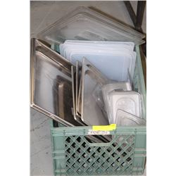 CRATE OF ASSORTED LIDS