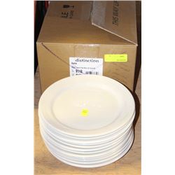 BOX & STACK OF DINNER PLATES