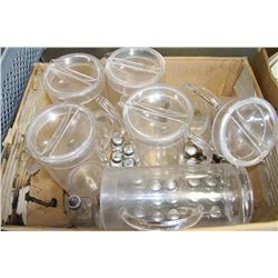 BOX WITH JUGS & SALT AND PEPPER SHAKERS